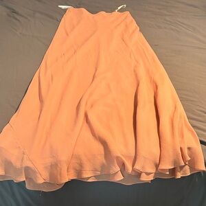 Chetta B 100% Silk Coral A-Line Skirt